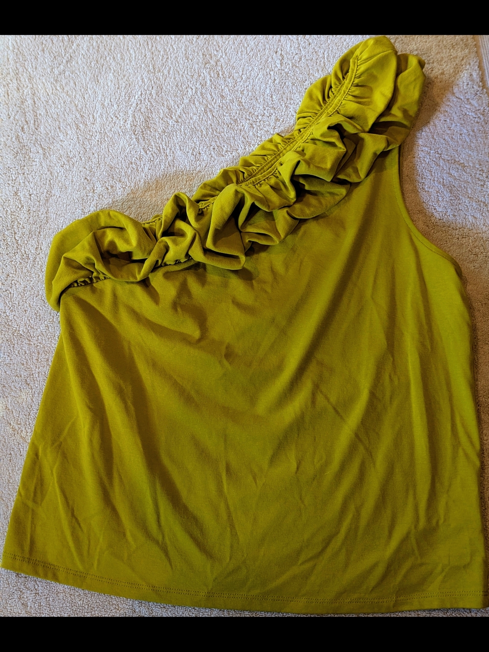 $18 Express Size Small - One Shoulder Ruffled Tank Top - Chartreuse Yellow EUC